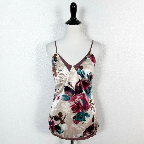 Vintage Y2K Babydoll Floral Print V Neck Slip Camisole Tank Top Medium - Picture 1 of 11